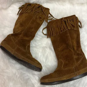 Minnetonka brown suede fringe mid calf boots‎ Size 6 B32 thumbnail 5