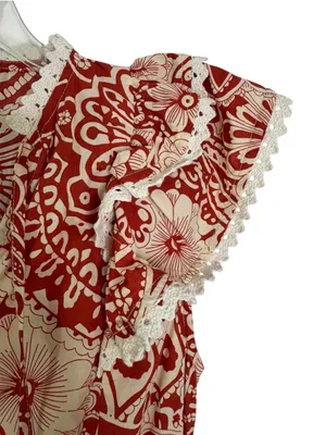 Pinch Cotton Maren Retro Floral Dress with Tie Neck Size S thumbnail 7