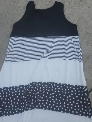 Black & White Stripe and Polka Dot Summer Dress Size Large Suoer Soft thumbnail 1