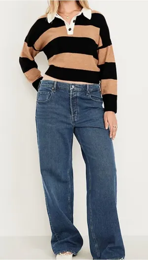 New Old Navy Mid-Rise OG “The Slouchy” Wide Leg Women’s Jeans Sz10 Dark Wash thumbnail 1