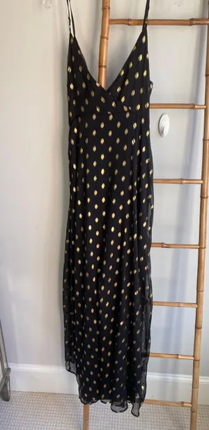 Lulus Black and Gold Maxi Dress M thumbnail 2
