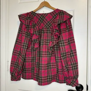 Entro Hot Pink Brown Wool Blend Latest Obsession Ruffle Top thumbnail 4