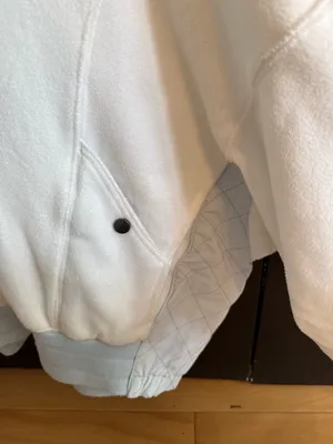 Free People Cream Fleece Hoodie with Light Blue Drawcords thumbnail 4