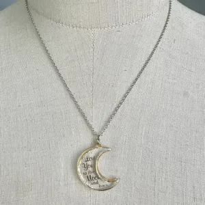 "Love You to the Moon and back” moon pendant necklace thumbnail 2