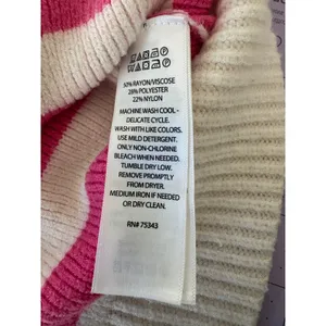 Sincerely Jules Pink White Striped Sailor Collar V-Neck Knit Sweater Med Preppy thumbnail 7