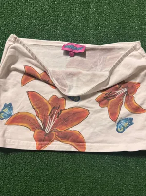Edikted White Tube Top with Orange Floral Print thumbnail 2