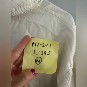 Free People Over Size Button Down Shirt Flannel Blouse Cotton White Cream Size M thumbnail 11