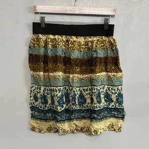 NY Collection Womens Mini Skirt Boho Paisley Elastic Waist Multicolor Medium thumbnail 3
