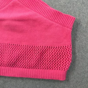 ZARA Women's Medium Pink Halter Crop Top Open Knit Criss Cross Sleeveless thumbnail 2