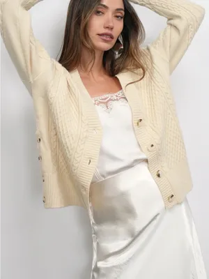 Greylin Vickie Cable Knit Oversized Cardigan Medium NWT‎ thumbnail 1