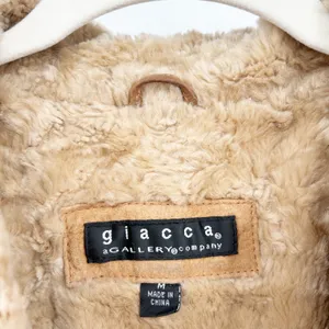 Giacca Womens Vintage Genuine Leather Faux Fur Trim Penny Lane Shearling Coat M thumbnail 5
