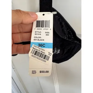 NWT Donna Karan Intimates black‎ lace unlined underwire bra size 36C thumbnail 4