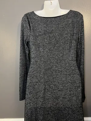 LOFT Dress Womens Small Gray Knit Long Sleeve Ruched Side Sheath Work Office thumbnail 7