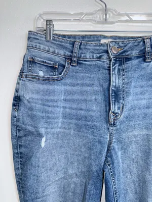 Maurices Kick Boot Ankle High Rise Jeans Medium Wash Ripped Western thumbnail 3