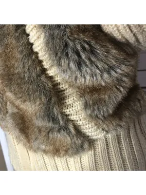 Vintage Faux Fur vest cable knit warm hooded ski resort travel cottage 70's boho thumbnail 12