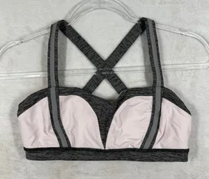Lululemon Energy Bra Size 6 Heathered Black Pink Space Dye Criss Cross Back‎ thumbnail 1