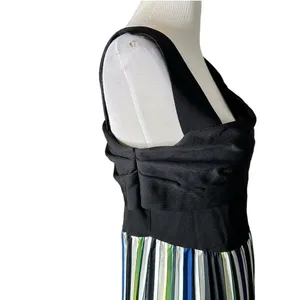 Sachin & Babi Knit Multi Pleat Midi Dress Womens L Black Green Cocktail Flare thumbnail 10