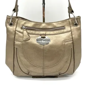 Nine West‎ Shoulder Bag Handbag Bronze Gold Metallic Faux Leather Glam Classic thumbnail 4