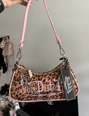 cheetah print von dutch shoulder bag thumbnail 1