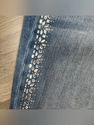 Abercrombie & Fitch Rhinestone Jeweled Distressed Skinny‎ Jeans Blue 4 thumbnail 5
