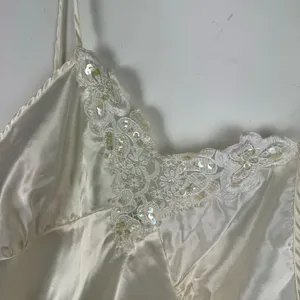 Vtg Y2K Cinema Etoile Satin Slip Cami Tank Embellished Lace Sz Large thumbnail 7