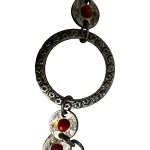 Silver Tone Faux Turquoise Red Floral Metal Boho Bohemian Chain Belt One Size thumbnail 4
