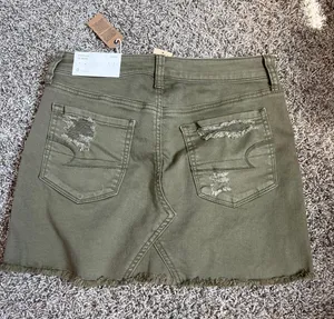 American Eagle Army Green Jean Skirt thumbnail 3
