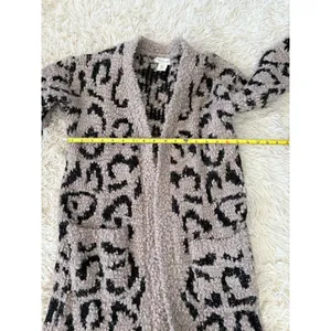 Rachel Zoe Leopard Print‎ Cozy Long Cardigan Sweater Womens Medium Open Front thumbnail 5