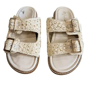 Matisse Sandals Women's 8M Posey Cream Raffia Crochet Slides Boho thumbnail 2
