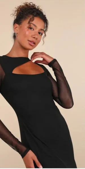 LULU's Sexy Chic Prom Wedding Cocktail Formal Event Long Sleeve Bodycon Mini thumbnail 1