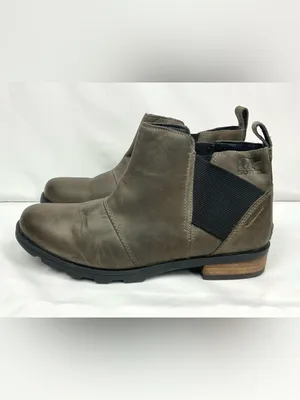 SOREL Emelie Chelsea Boots Olive/Brown Ankle Boot Sz 9.5 Waterproof Leather thumbnail 2