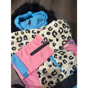 Tipsy Elves Ski Snow Suit Women's Size XS Snow Leopard Pink Blue Faux Fur Read thumbnail 13