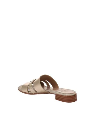 NWT Naturalizer Niche Slide Sandal Metallic Leather Studded Champagne Brown 8M thumbnail 8