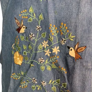 ‎Orvis Womens denim embroidered flower bird vest thumbnail 5