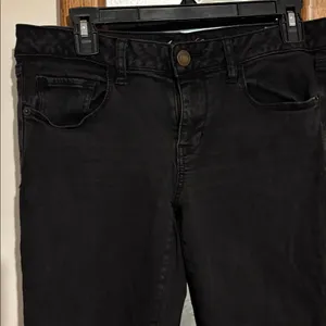 American Eagle Super Stretch Mid Rise Slim Straight Jeans Black Size 12 thumbnail 2