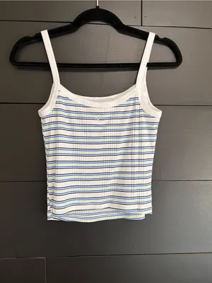VS PINK NWT Ribbed Stretch Stripe Tank Top Summer Cami Sz M Y2K thumbnail 3