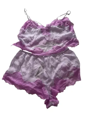 NWT SKIMS ROMANCE LACE CROPPED CAMI AND SHORT SET Sugar Plum Large thumbnail 6