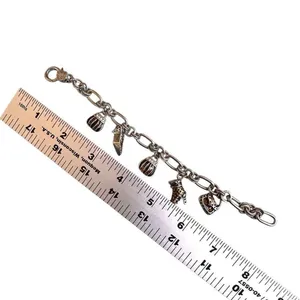 Silver tone Cookie Lee Fashionista High Heel Shoes Purses Charm Bracelet thumbnail 6