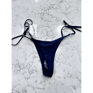 NWT Quince Deep Navy Italian Adjustable Side-Tie Bikini Bottom Size Small thumbnail 4