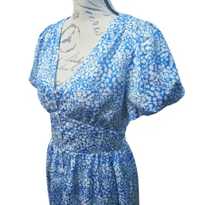 Abound Women's‎ Blue Floral Print Short Sleeve Midi Dress Summer Size Small thumbnail 4