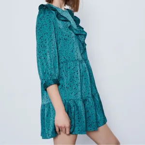 Zara Teal Long Sleeve Dress with Ruffles thumbnail 10