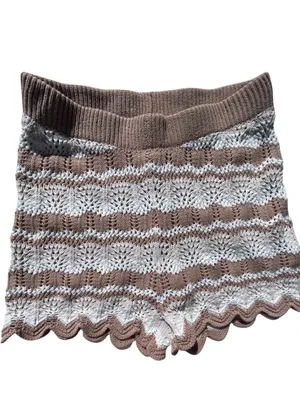 Hippie Rose Tan Ribbed‎ Knit shorts with Satin Lining thumbnail 3