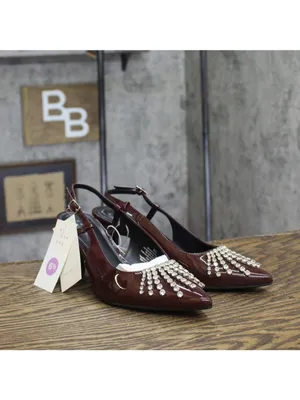 NWT A New Day Serafina Heels Rhinestone Strap Back 94661781 Burgundy Red 6.5M thumbnail 2