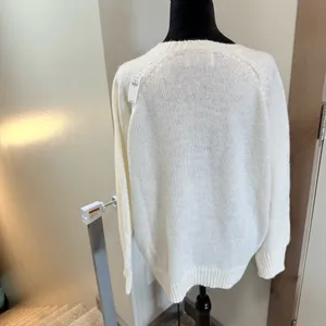NWT Old Navy Knit Cozy Crew-Neck Sweater White Cream Raglan Sleeve‎ M thumbnail 5