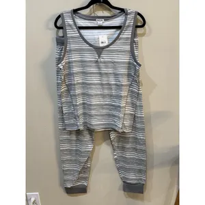 Splendid Women's Tank Top Shirt‎ and Jogger Pant Pajama Set Size Medium Striped thumbnail 3
