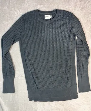 Pact Gray Cable Knit Sweater Women’s M Organic Cotton Pullover Boxy Tunic thumbnail 1