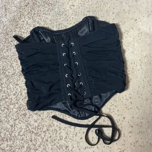 Renaissance Victorian‎ Ruched Mesh Lace Up Corset Belt Boned Waist Cincher XS thumbnail 3