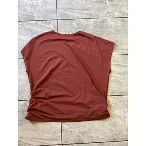 Halara NWOT Short Sleeve V-Neck Ruched Faux Wrap Top Terracotta Red thumbnail 5