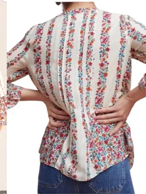 Anthropologie Maeve Hiver Floral Crochet Lace Panel Top Size 6 thumbnail 2