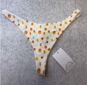 Dippin Daisys Seaport Bikini Bottom Clementine Floral Waffle‎ Knit Large NEW thumbnail 1